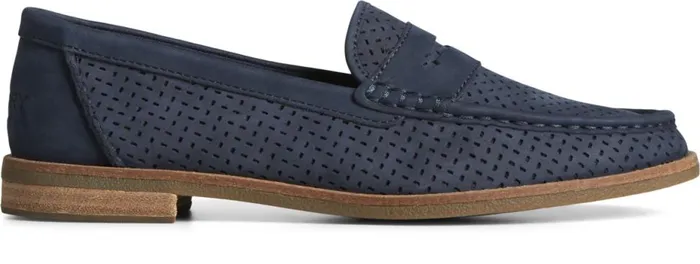 Women Seaport Perforated Penny Loafer Navy Sperry Sneakers