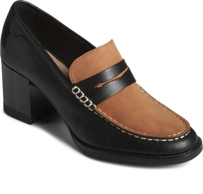 Women Seaport TwoTone Penny Heel Blacktan Sperry Flats and Loafers Women Seaport TwoTone Penny Heel Blacktan Sperry Flats and Loafers