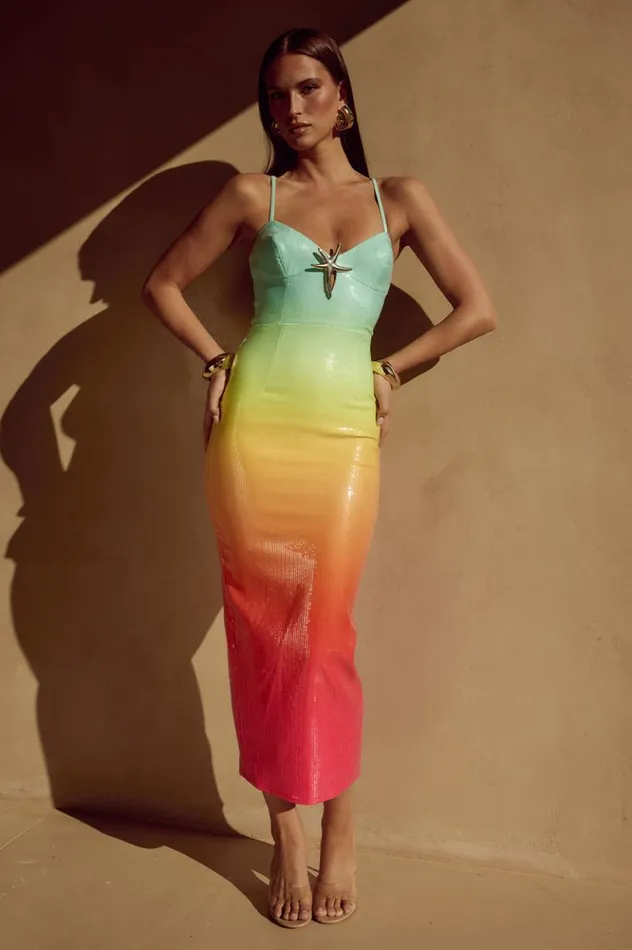 Women Sequin Dresses Runaway The Label BENITO MIDI DRESS Multi