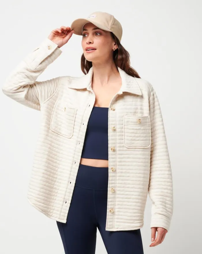 Women SERENE HORIZON SHACKET Heather Eggnog TravisMathew Jackets