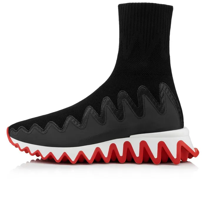 Women Sharky Sock Sneakers 8211 Mesh 8211 Black Black Christian Louboutin Sneakers