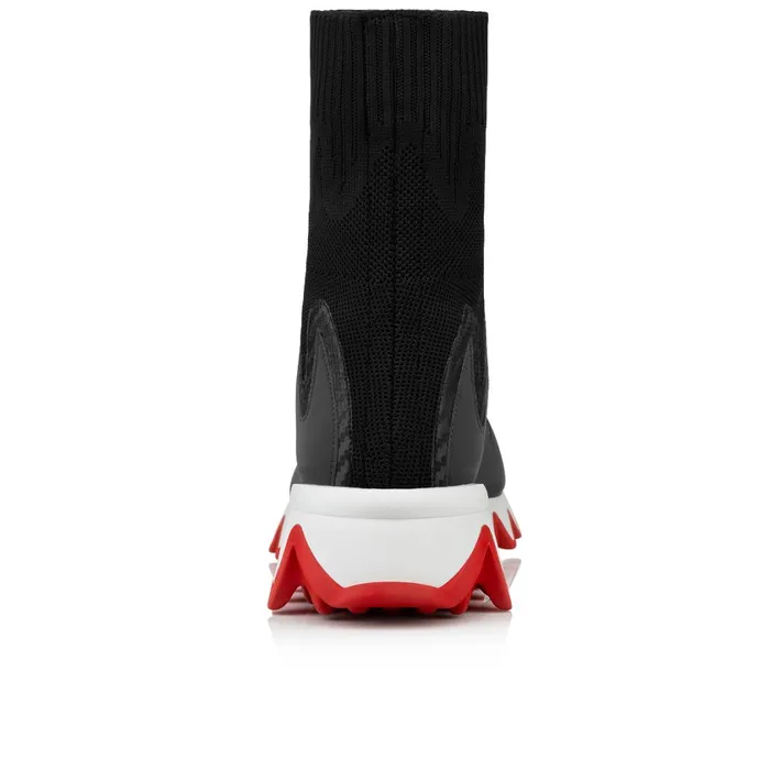 Women Sharky Sock Sneakers 8211 Mesh 8211 Black Black Christian Louboutin Sneakers