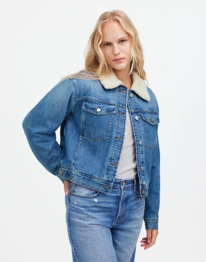 Women SherpaCollar Jean Jacket In Lanesboro Wash Lanesboro Wash Madewell Coats Jackets
