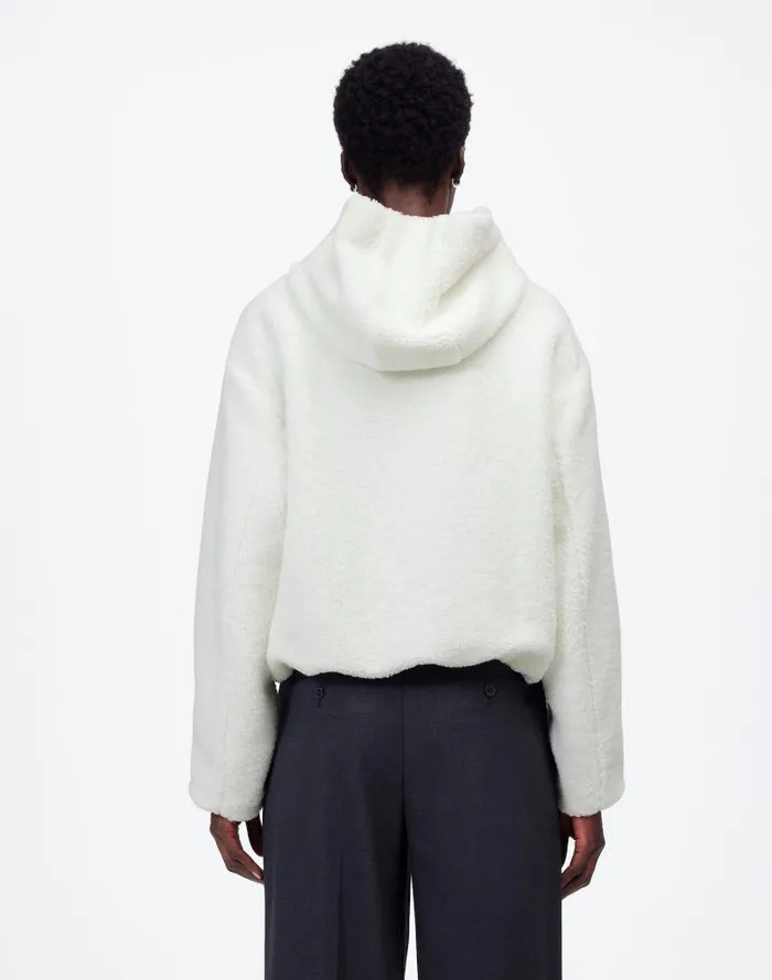 Women Sherpa ZipFront Bomber Jacket Winter White Madewell Coats Jackets