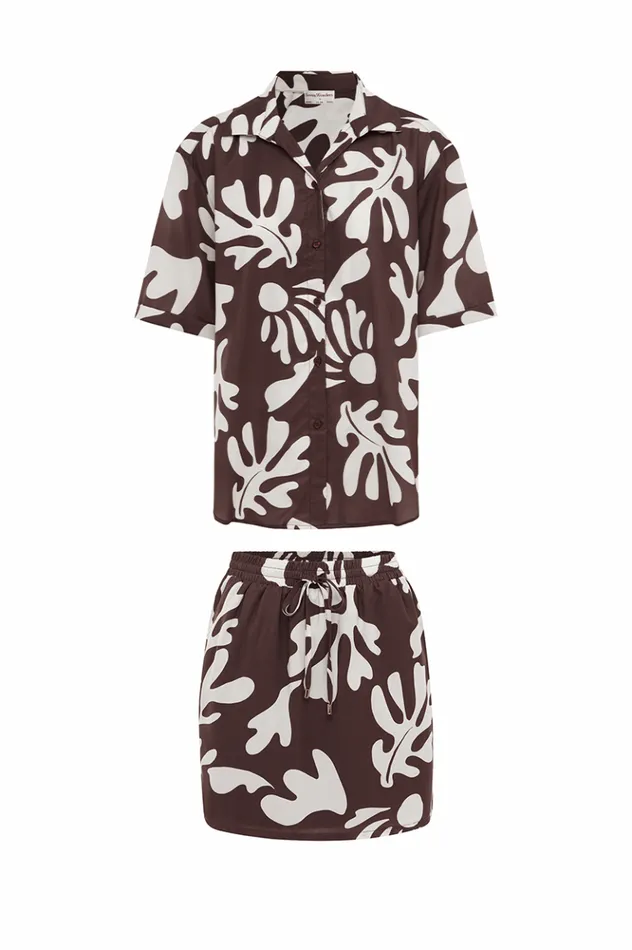 Women Shirts and Blouses Runaway The Label ACADIA SHORT SLEEVE SHIRT Chocolate Botanica Women Shirts and Blouses Runaway The Label ACADIA SHORT SLEEVE SHIRT Chocolate Botanica