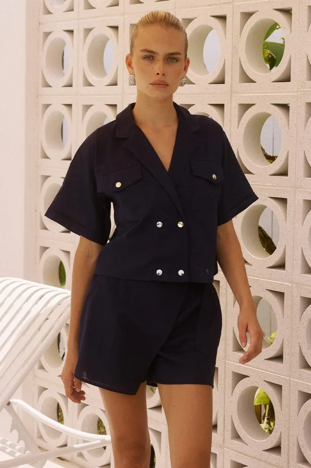 Women Shirts and Blouses Runaway The Label CHARLI SHIRT Navy