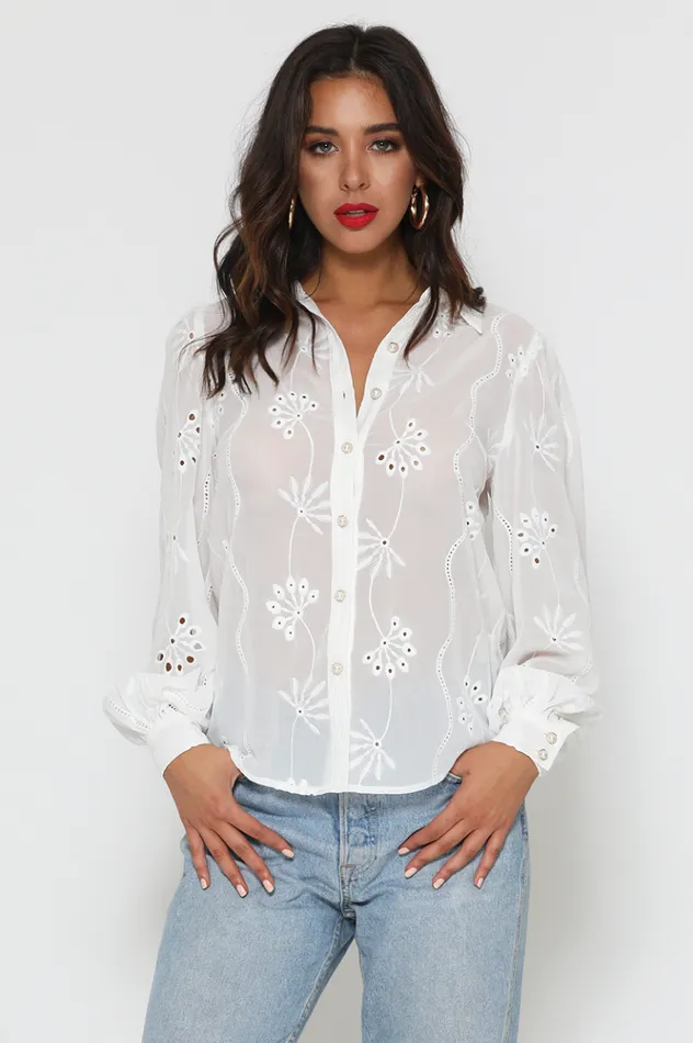 Women Shirts and Blouses Runaway The Label Elise Blouse White