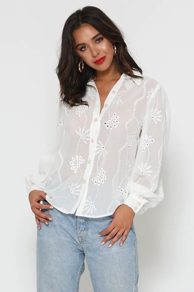 Women Shirts and Blouses Runaway The Label Elise Blouse White