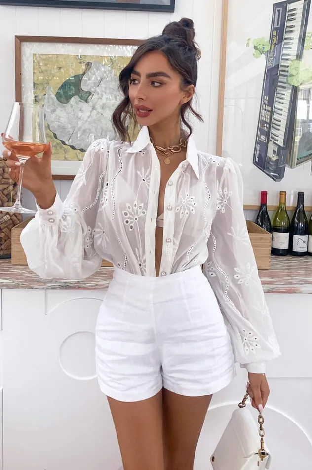 Women Shirts and Blouses Runaway The Label Elise Blouse White