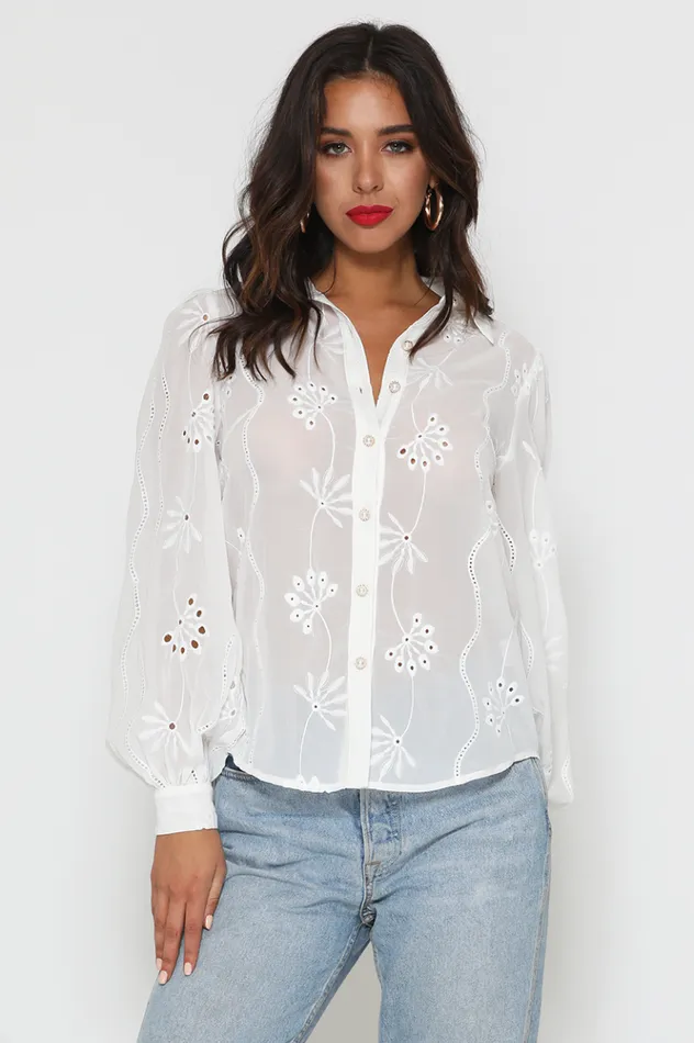 Women Shirts and Blouses Runaway The Label Elise Blouse White