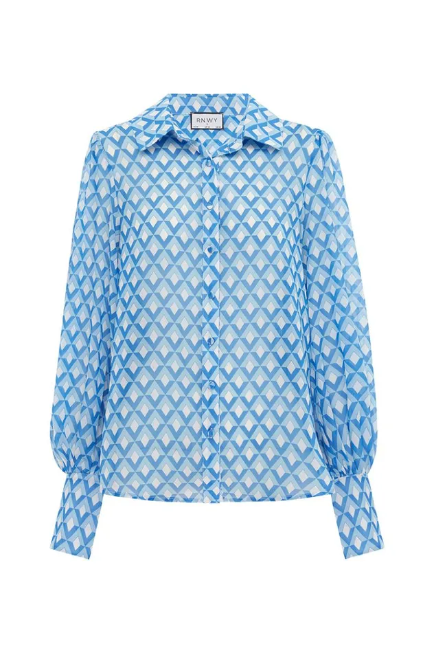 Women Shirts and Blouses Runaway The Label FLEETWOOD BLOUSE Blue Geo
