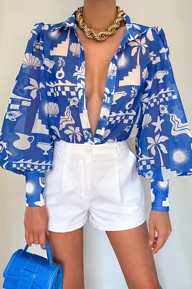 Women Shirts and Blouses Runaway The Label FLEETWOOD BLOUSE Cove Blue
