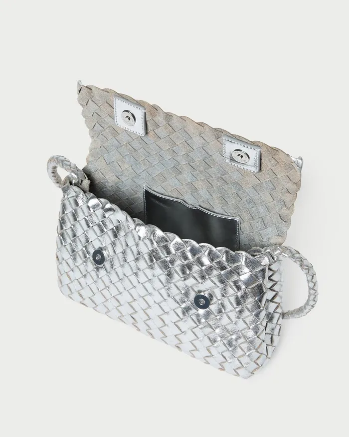 Women Shoulder Bags Loeffler Randall Billie Silver Leather Shoulder Bag Women Shoulder Bags Loeffler Randall Billie Silver Leather Shoulder Bag