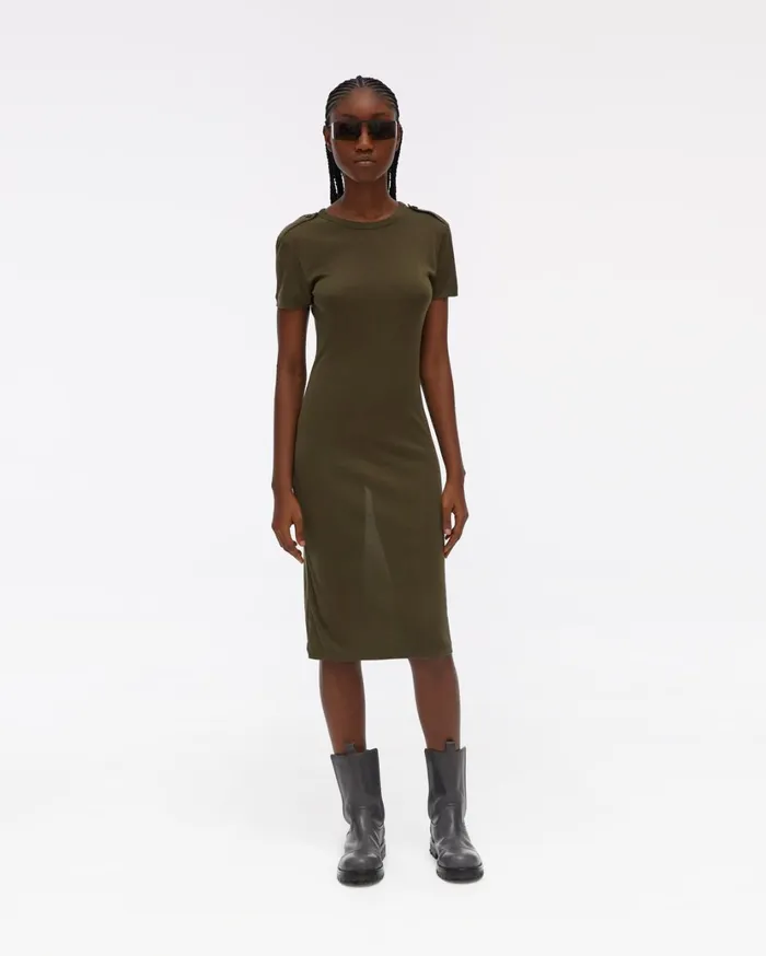 Women Silk Rib Dress Sage Helmut Lang Dresses