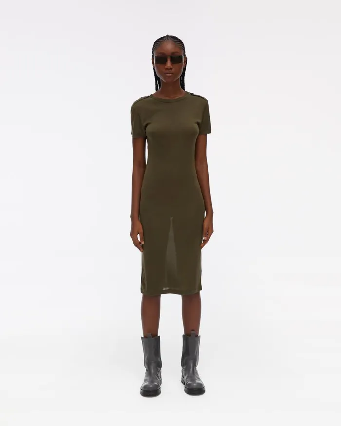 Women Silk Rib Dress Sage Helmut Lang Dresses