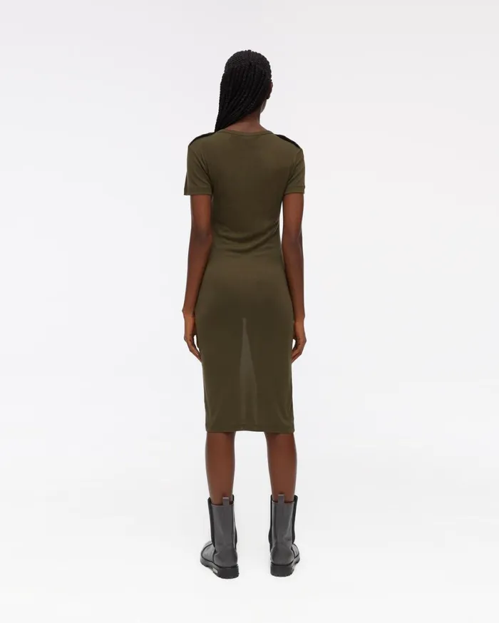 Women Silk Rib Dress Sage Helmut Lang Dresses