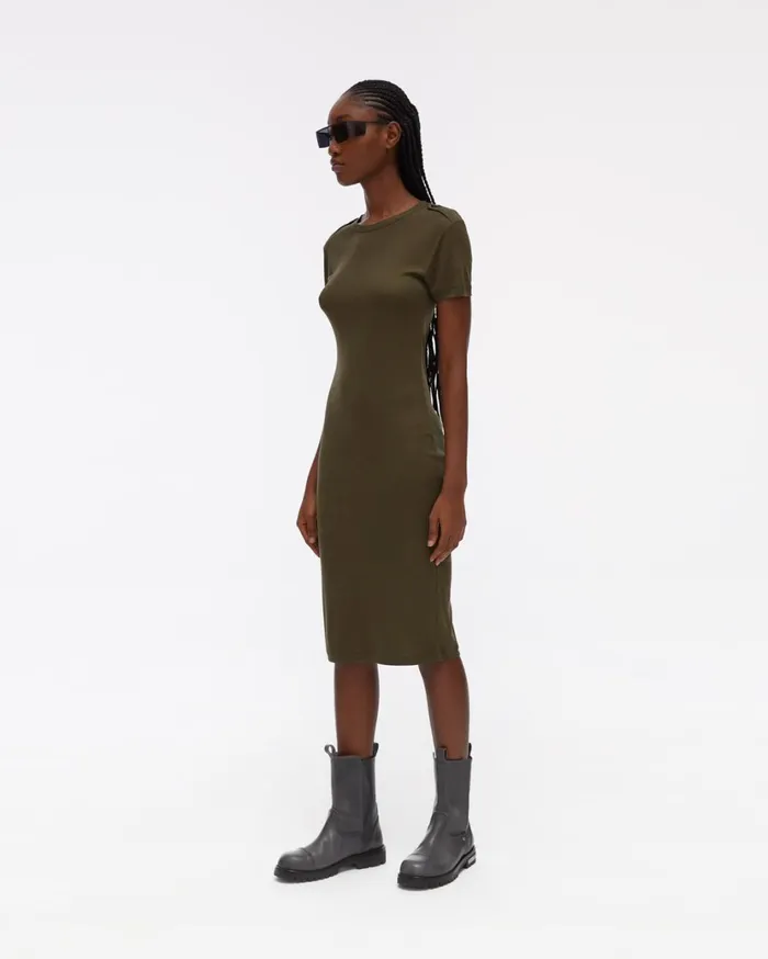 Women Silk Rib Dress Sage Helmut Lang Dresses