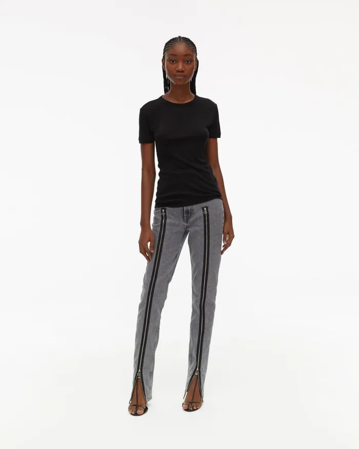 Women Silk Rib Tee Onyx Helmut Lang TShirts and Sweatshirts
