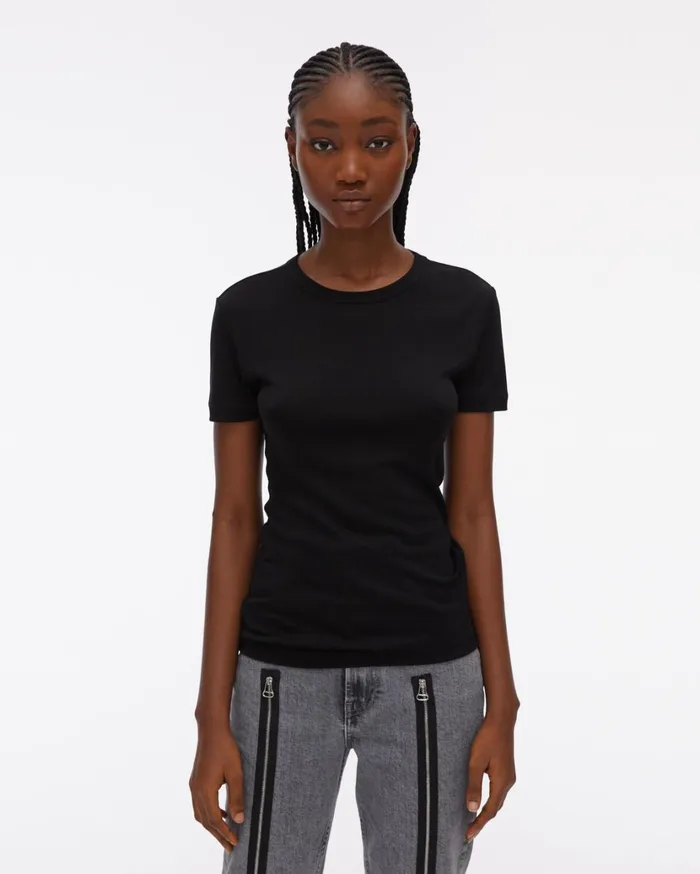 Women Silk Rib Tee Onyx Helmut Lang TShirts and Sweatshirts