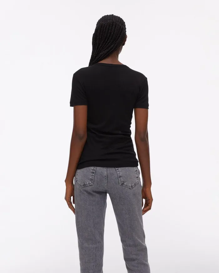 Women Silk Rib Tee Onyx Helmut Lang TShirts and Sweatshirts