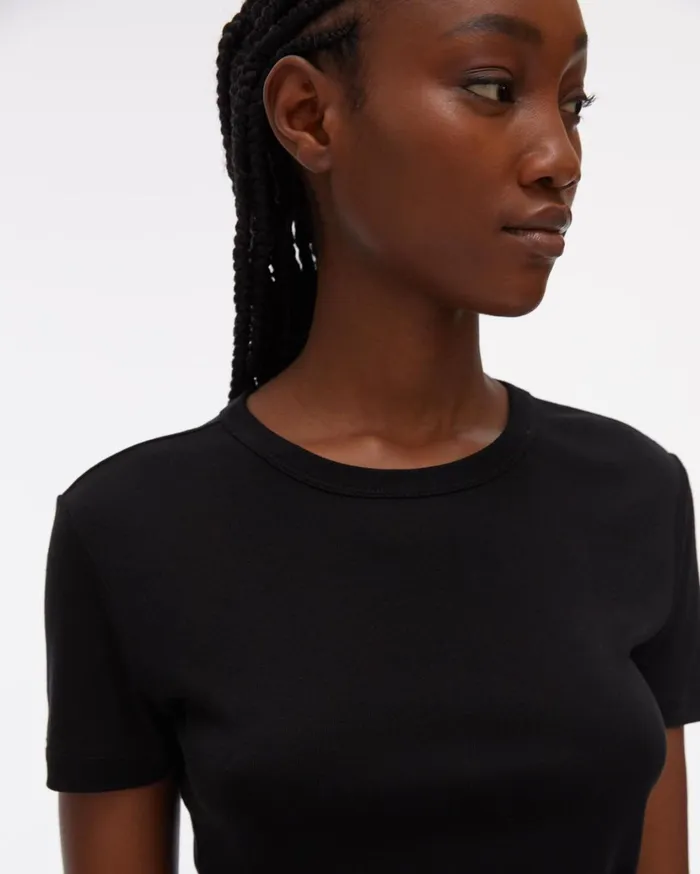 Women Silk Rib Tee Onyx Helmut Lang TShirts and Sweatshirts