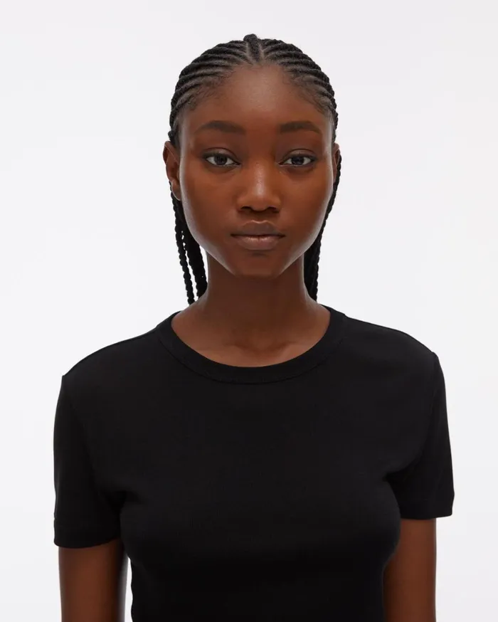 Women Silk Rib Tee Onyx Helmut Lang TShirts and Sweatshirts