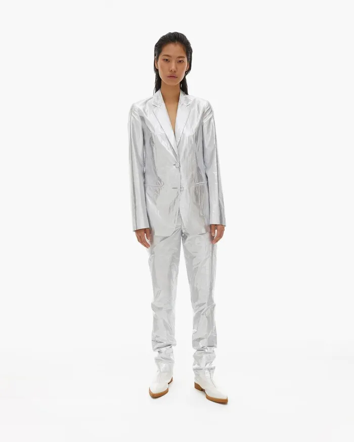 Women Silver Blazer Silver Helmut Lang Jackets