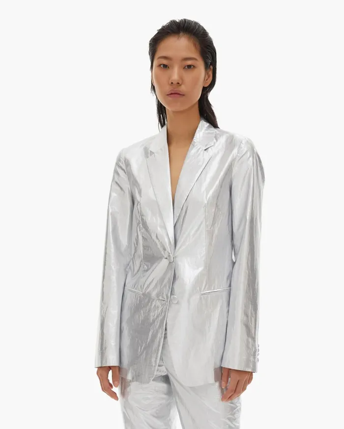 Women Silver Blazer Silver Helmut Lang Jackets