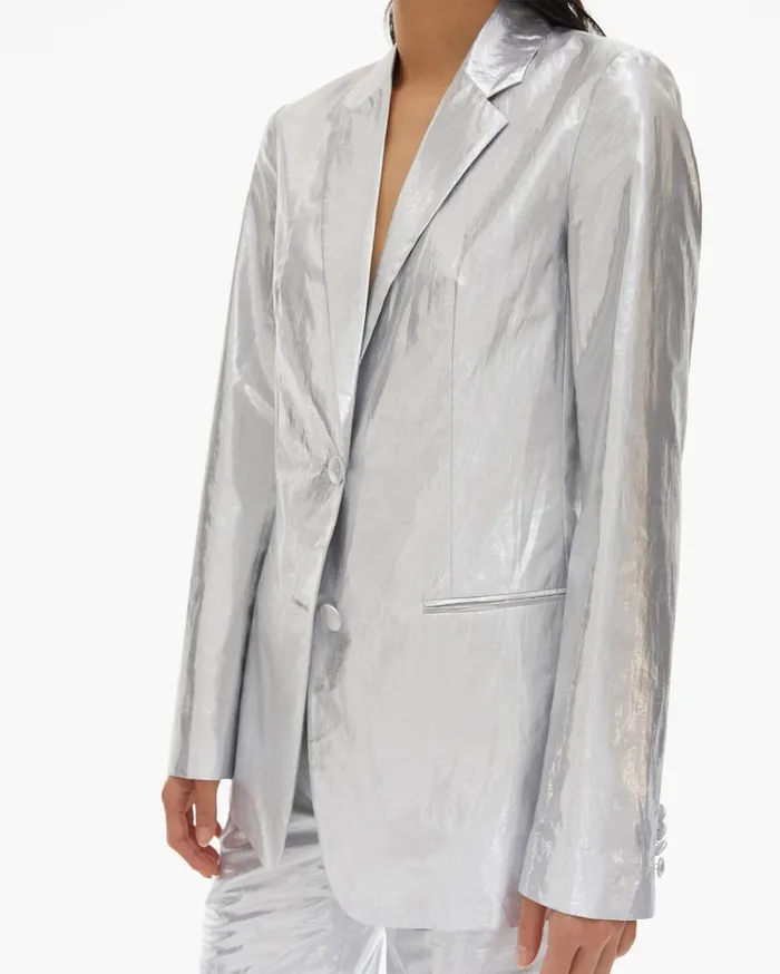 Women Silver Blazer Silver Helmut Lang Jackets