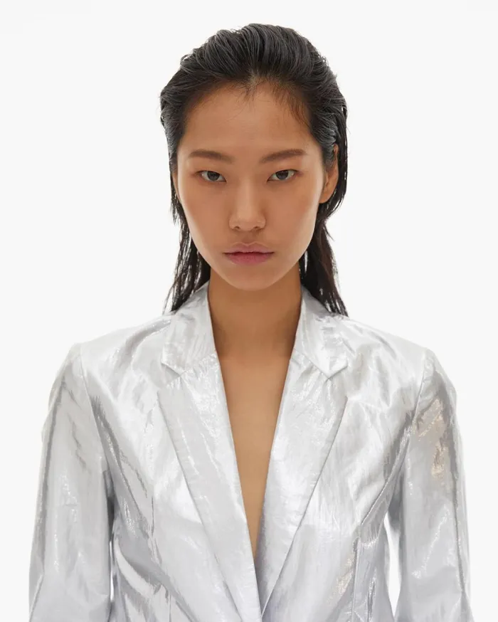 Women Silver Blazer Silver Helmut Lang Jackets