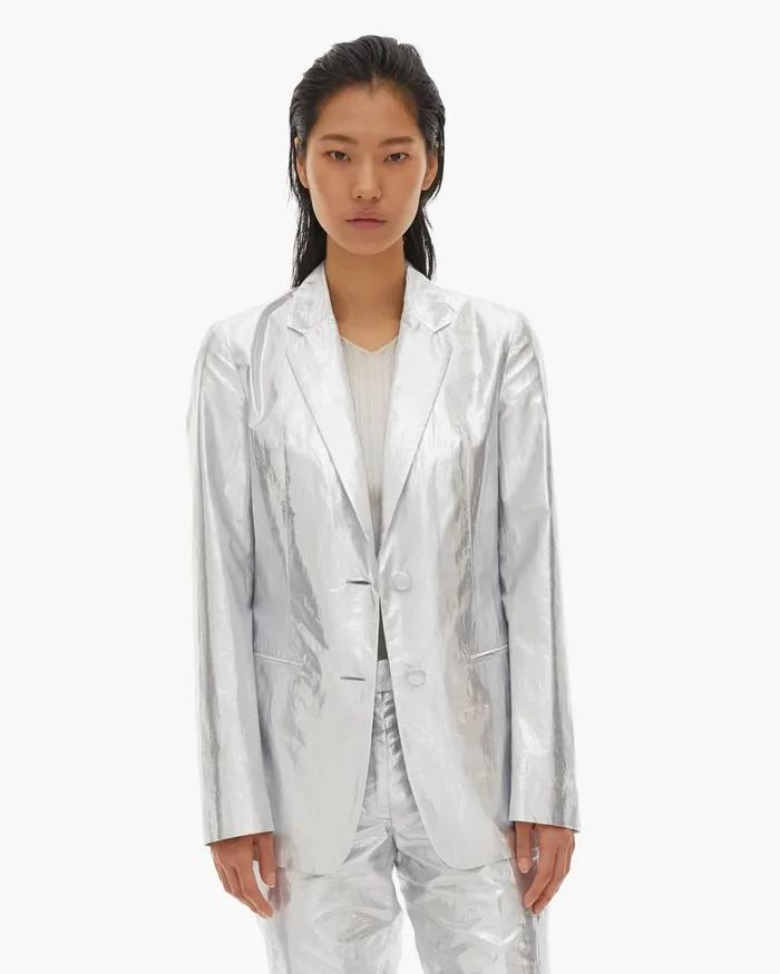 Women Silver Blazer Silver Helmut Lang Jackets