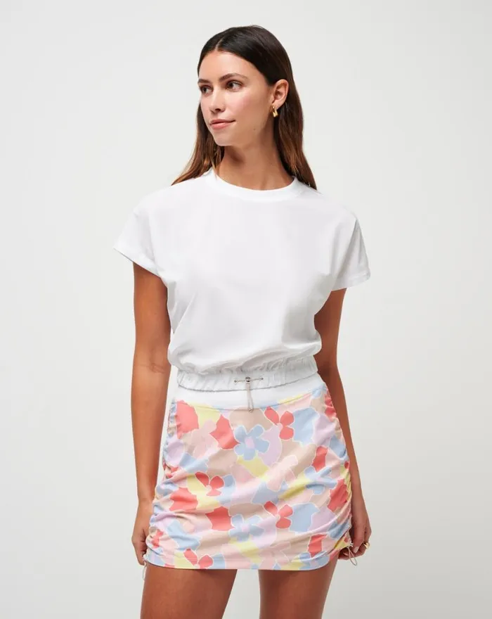Women SILVER SPRAY TECH WOVEN TOP White TravisMathew Shirts and Tops