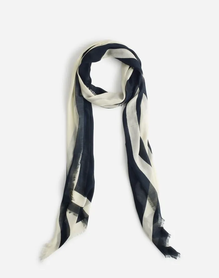 Women Skinny Wool Scarf Striped Geo Long True Black Madewell Scarves