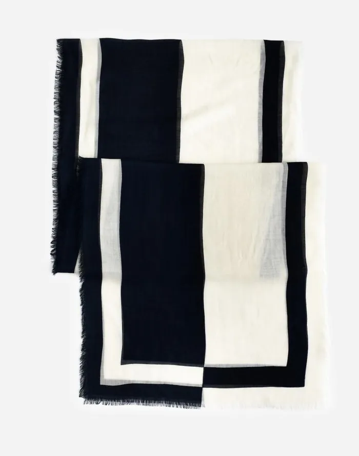 Women Skinny Wool Scarf Striped Geo Long True Black Madewell Scarves