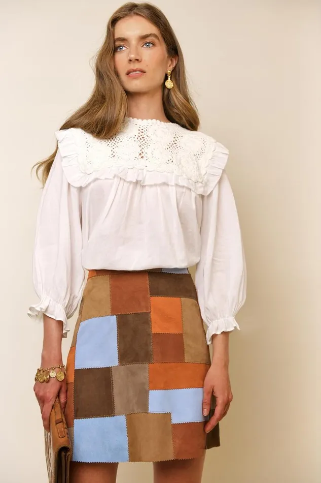 Women Skirts RIXO Corfu Brown Patchwork