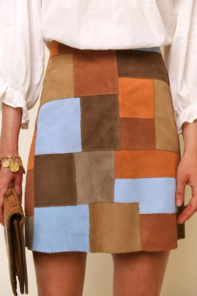 Women Skirts RIXO Corfu Brown Patchwork Women Skirts RIXO Corfu Brown Patchwork