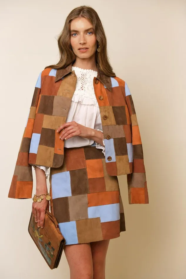Women Skirts RIXO Corfu Brown Patchwork Women Skirts RIXO Corfu Brown Patchwork