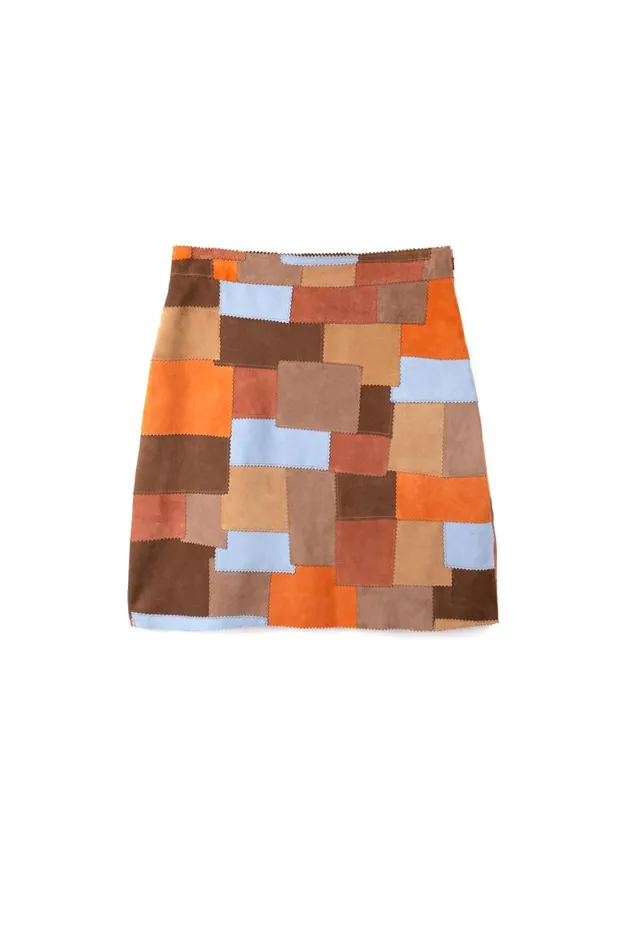 Women Skirts RIXO Corfu Brown Patchwork Women Skirts RIXO Corfu Brown Patchwork