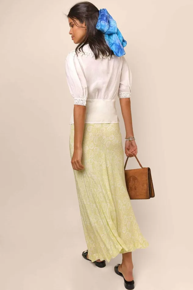 Women Skirts RIXO Kelly Chartreuse Paisley Stamp Women Skirts RIXO Kelly Chartreuse Paisley Stamp