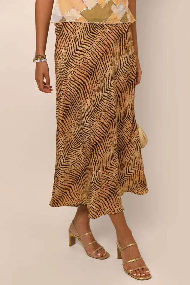 Women Skirts RIXO Kelly Sepia Tiger