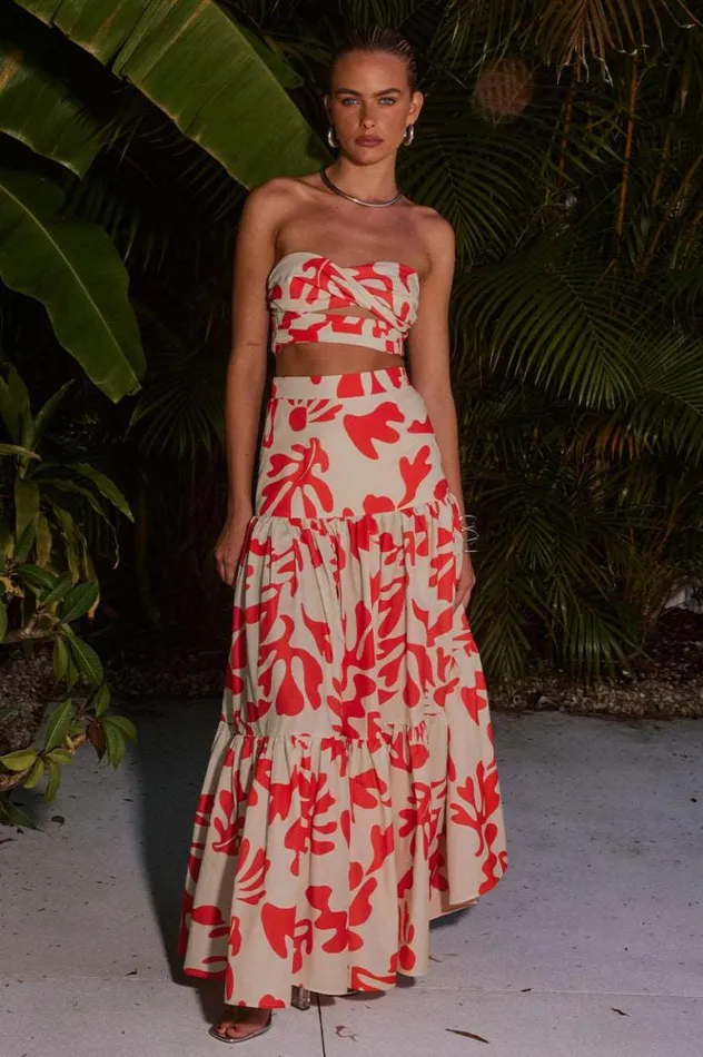 Women Skirts Runaway The Label AKELI TIERED SKIRT Sand Botanica