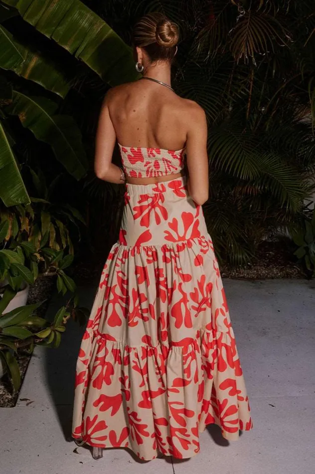 Women Skirts Runaway The Label AKELI TIERED SKIRT Sand Botanica