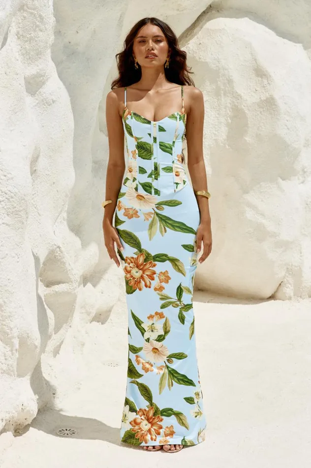 Women Skirts Runaway The Label AMIARA MAXI SKIRT Blue Floral