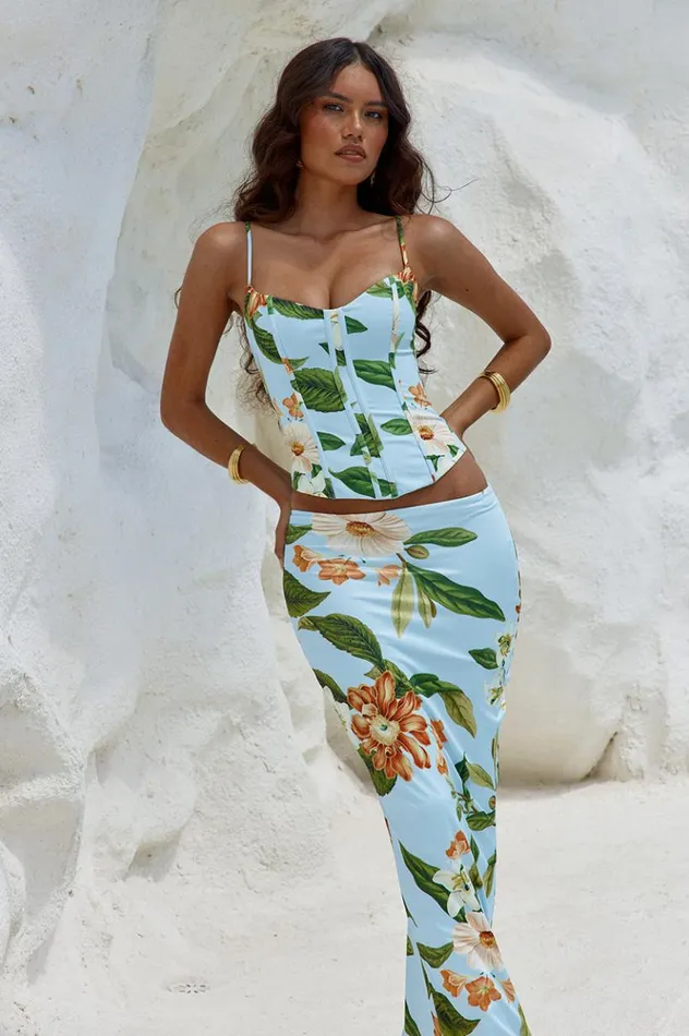 Women Skirts Runaway The Label AMIARA MAXI SKIRT Blue Floral