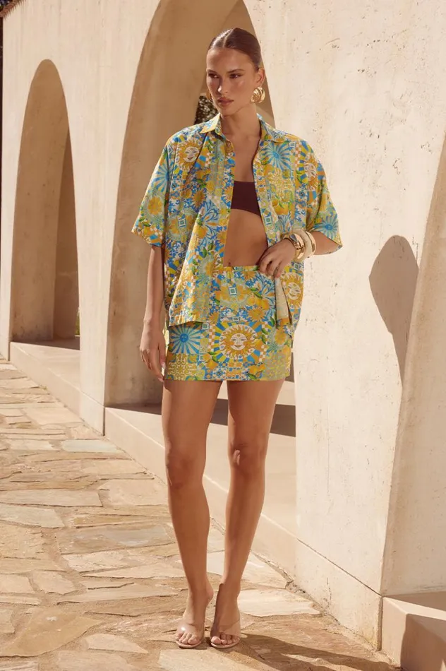 Women Skirts Runaway The Label ANACAPRI MINI SKIRT Anacapri Lemon