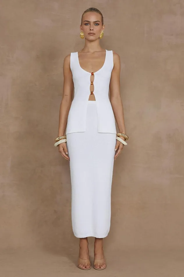 Women Skirts Runaway The Label NADINA MIDI SKIRT White