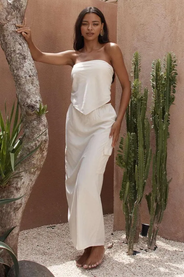 Women Skirts Runaway The Label PICILO LONG MIDI SKIRT Oatmeal