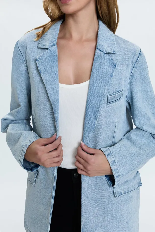 Women Skylar Blazer 8211 Powder Pistola Denim Jackets and Outerwear