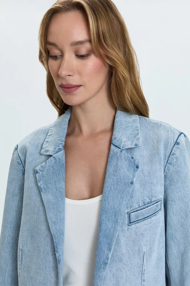 Women Skylar Blazer 8211 Powder Pistola Denim Jackets and Outerwear