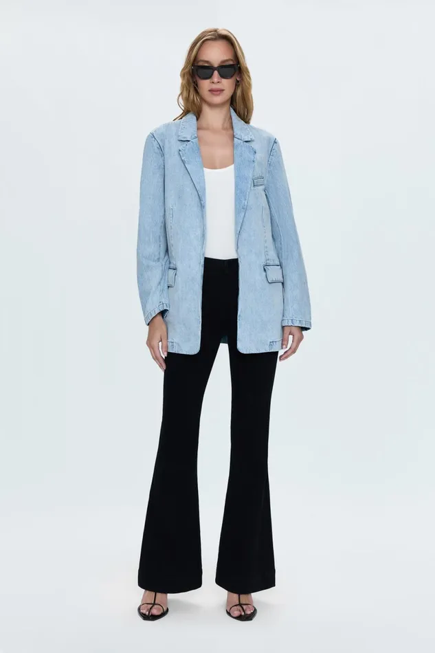 Women Skylar Blazer 8211 Powder Pistola Denim Jackets and Outerwear